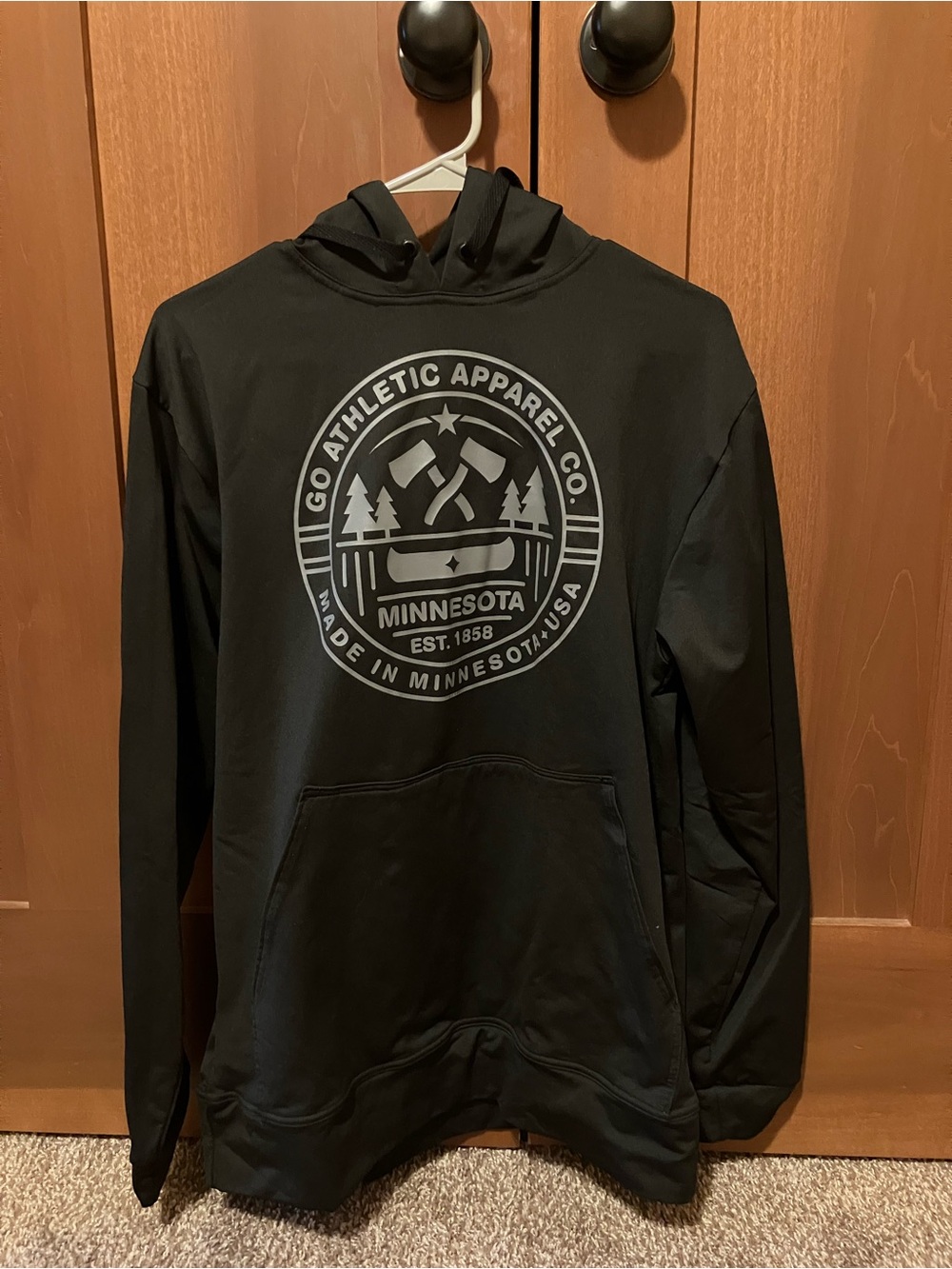 Men's Black Hooded Pullover - Minnesota Logo OBO